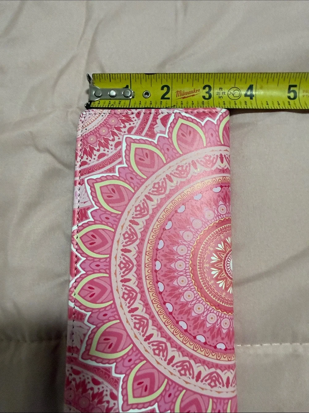 Pink Mandala Pattern Checkbook Wallet